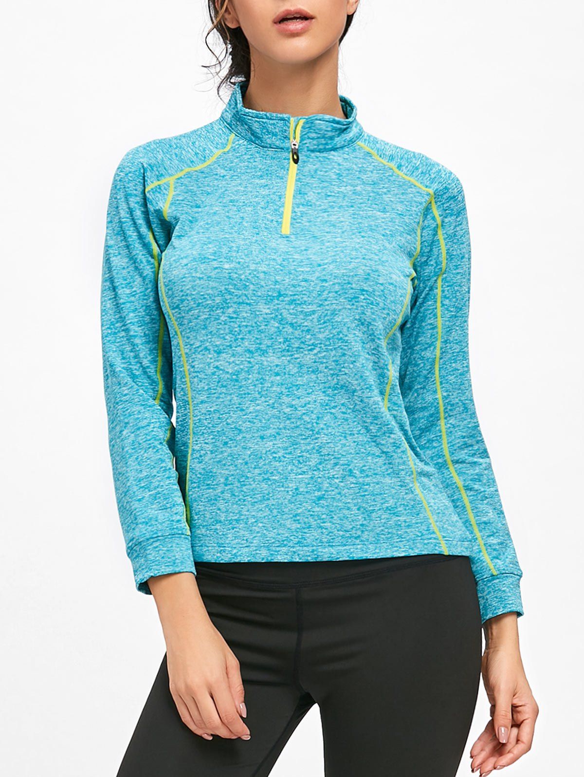 

Sports Contrast Half Zip High Neck T-shirt, Windsor blue