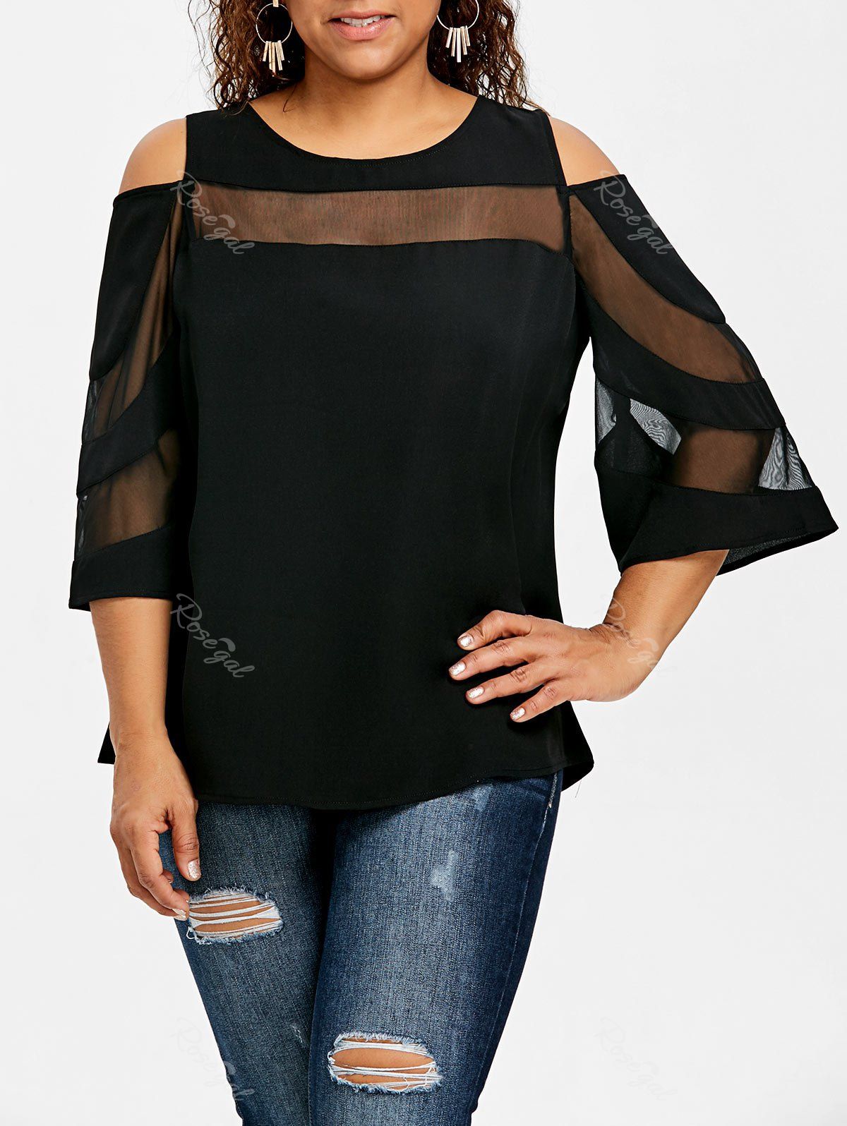 plus size cold shoulder tops uk