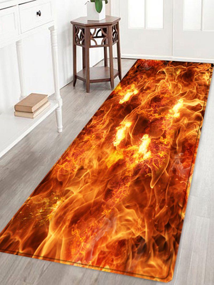 

Sea of Fire Pattern Water Absorption Area Rug, Orange red