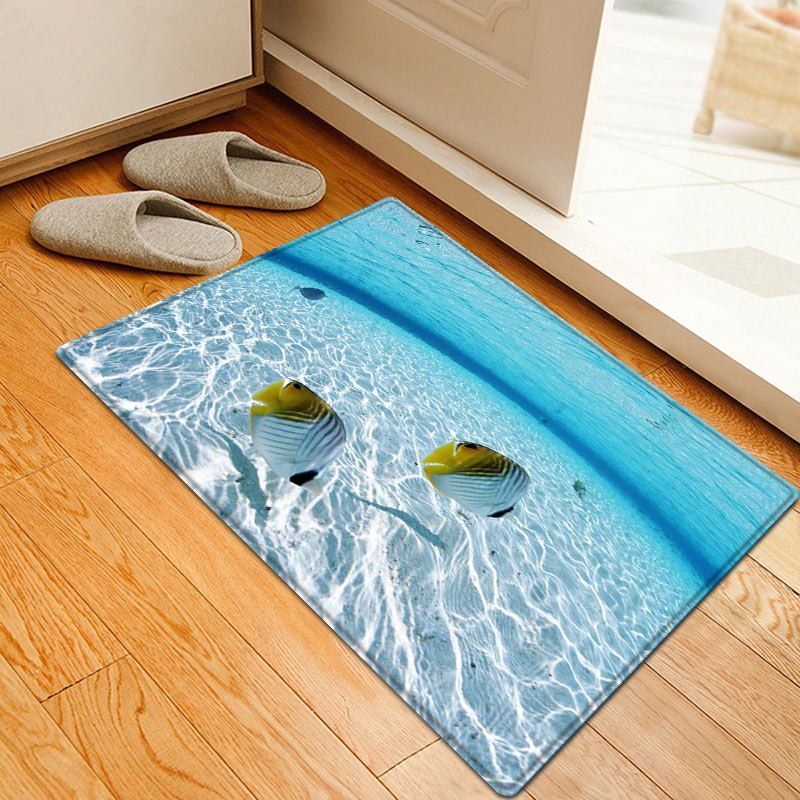 

Fishes In The Sea Pattern Water Absorption Area Rug, Lake blue