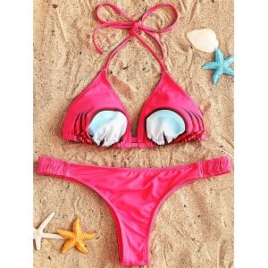 

String Bikini and Thong Swimsuit, Rose red