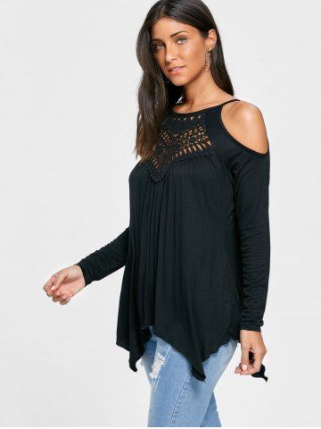 

Open Shoulder Handkerchief Top, Black