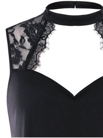 

Plus Size Sleeveless Open Back T-shirt, Black
