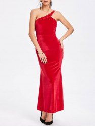 Sequin One Shoulder Party Maxi Dress -  