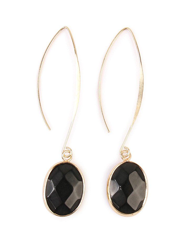 

Faux Gemstone Hook Drop Earrings, Black