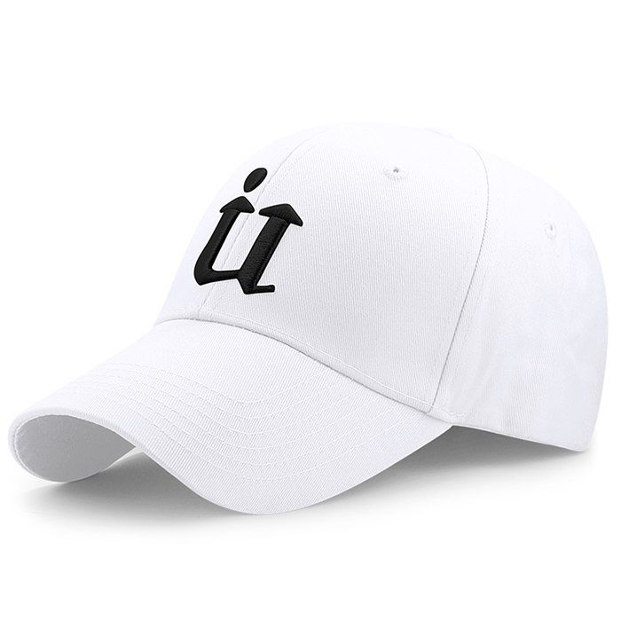 

Unique U Embroidery Adjustable Baseball Cap, White