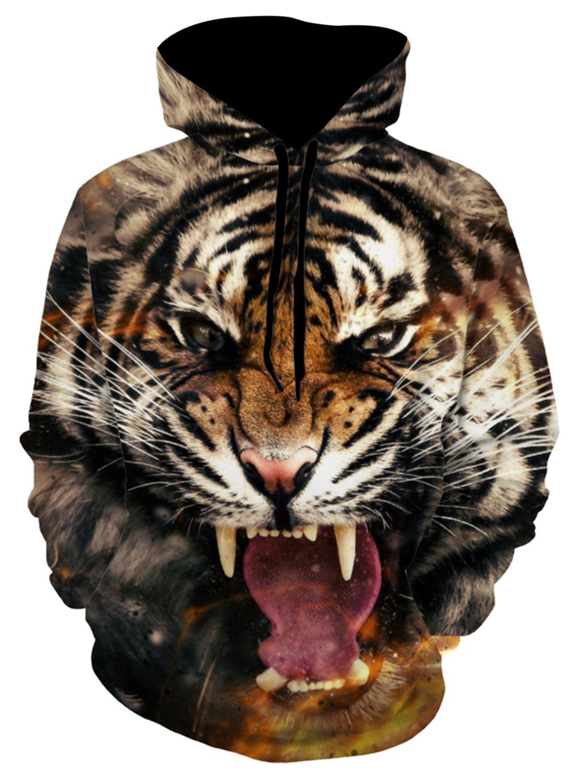 

Kangaroo Pocket 3D Tiger Print Hoodie, Colormix