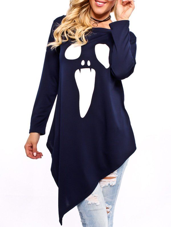 

Ghost Pattern Asymmetrical Top, Cerulean