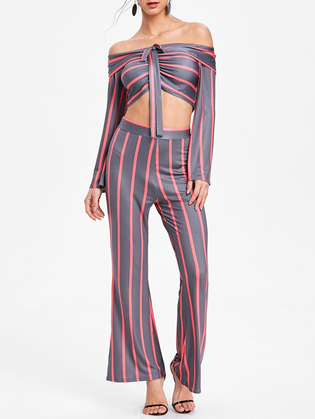 

Stripe Crop Top and Wide Leg Pants, Red