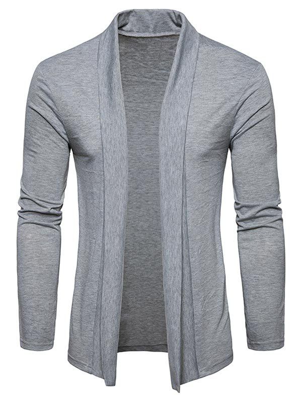 

Shawl Collar Open Front Cardigan, Light gray