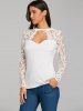 Lace Panel Cut Out Long Sleeve T-shirt -  
