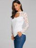 Lace Panel Cut Out Long Sleeve T-shirt -  