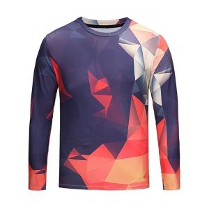 

Crew Neck Geometric Print Tee, Colormix