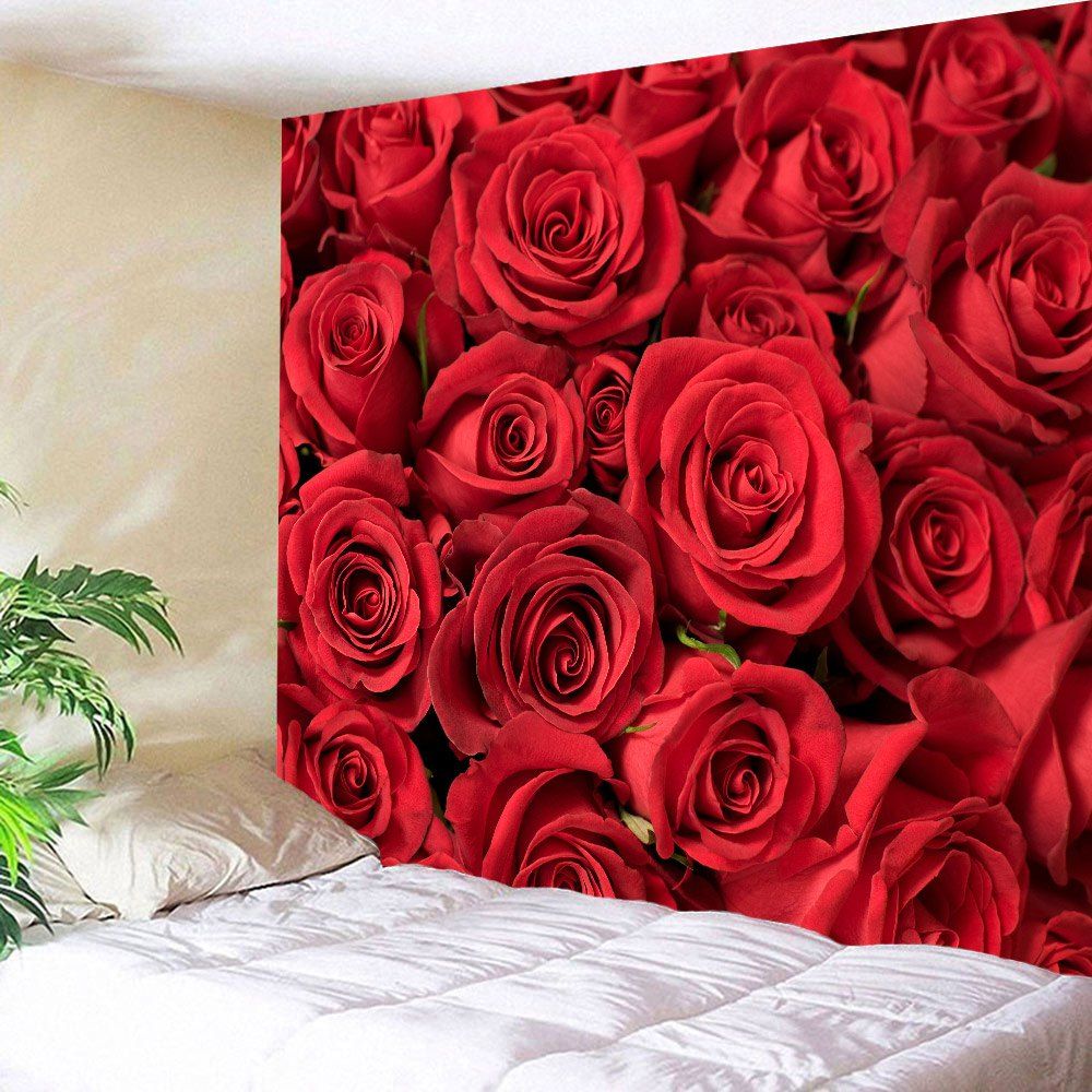 

Valentines Day Roses Print Wall Tapestry, Red