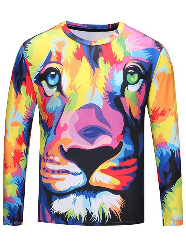

Crew Neck Colorful Animal Print Tee, Colormix