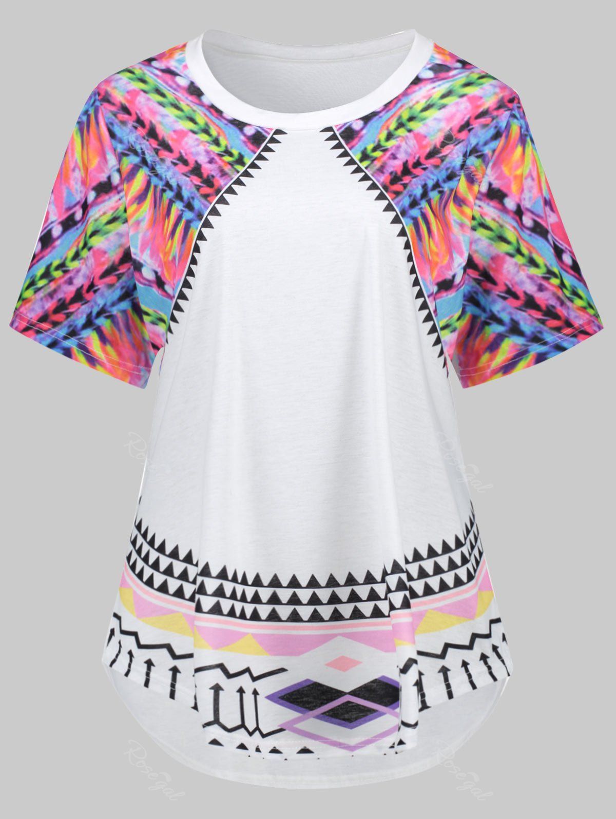 

Colored Tribal Graphic Plus Size Tee, White