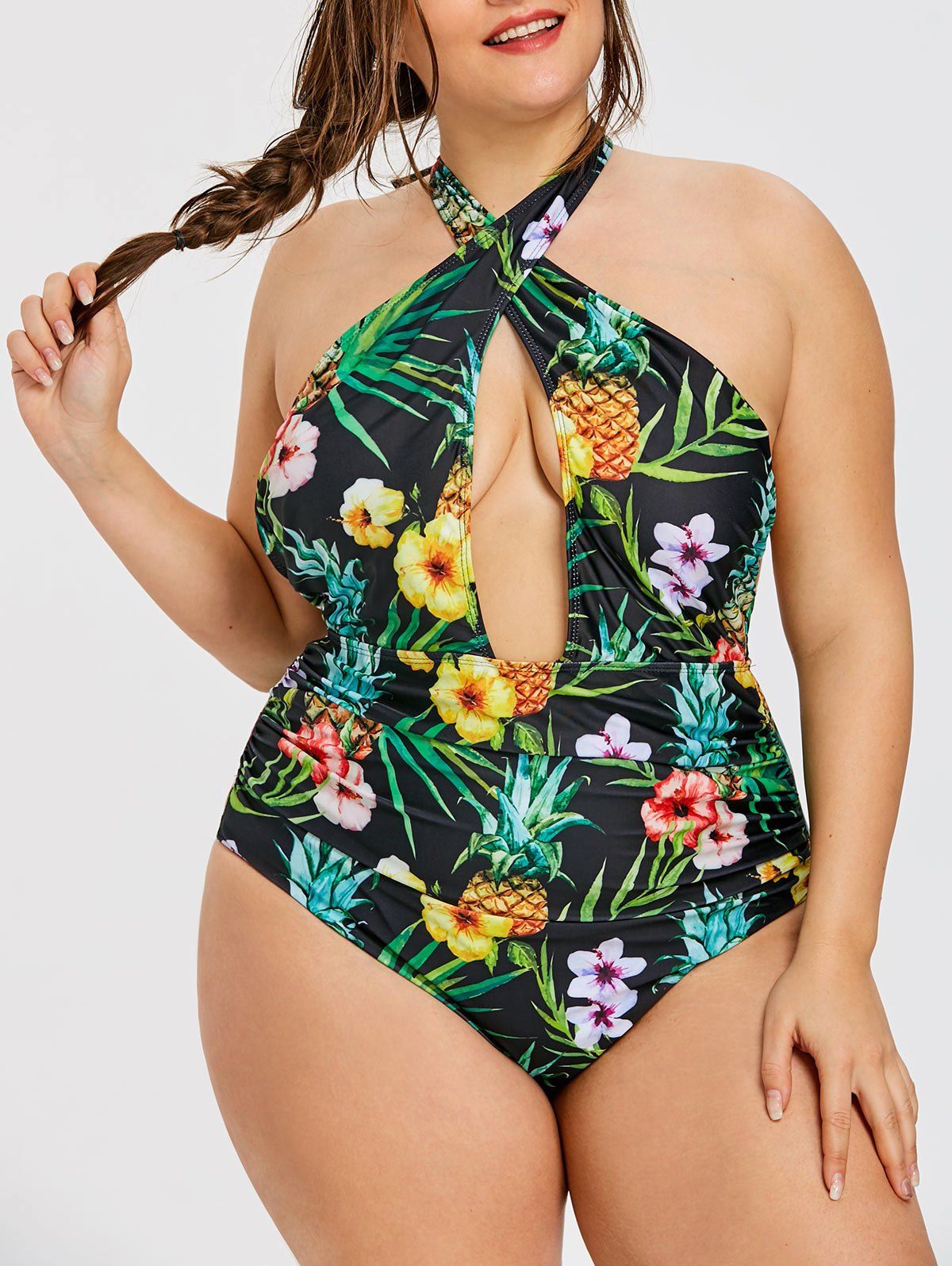 plus size pineapple bathing suit