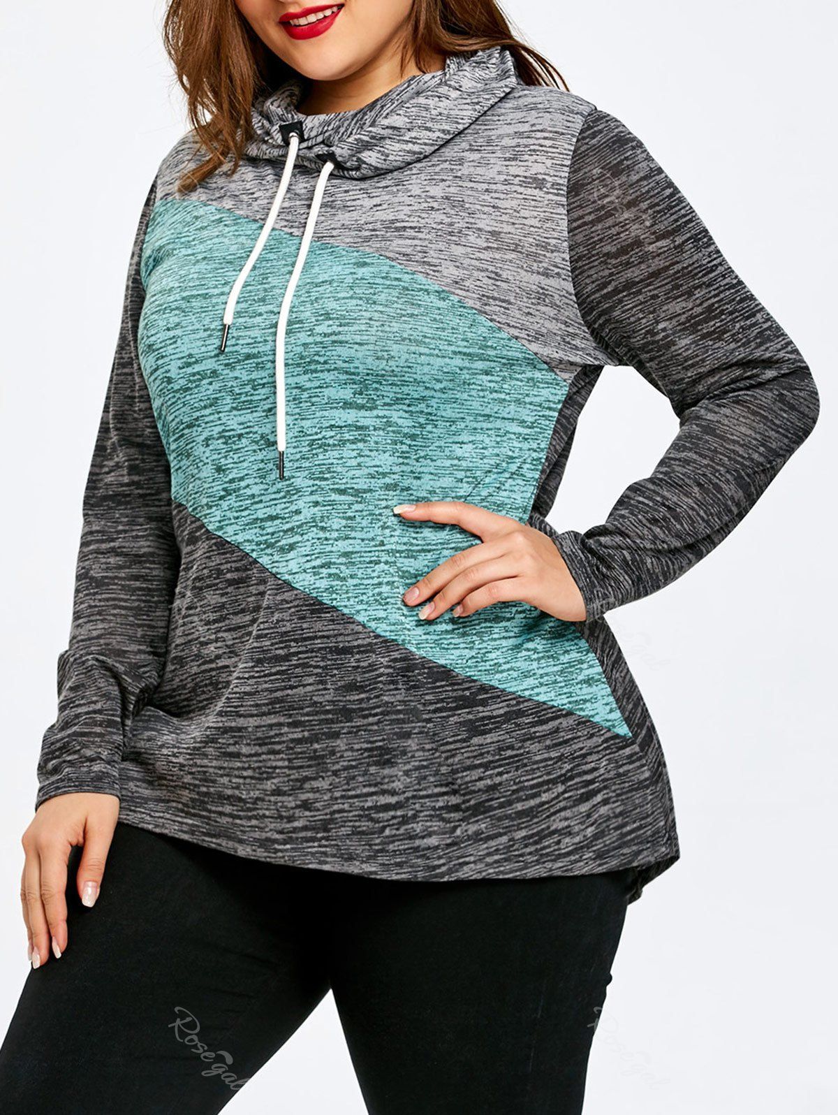 

Plus Size Space Dyed Print Long Sleeve T-shirt, Colormix