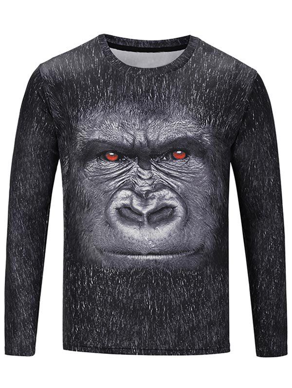 

Crew Neck Gorilla Print Tee, Black