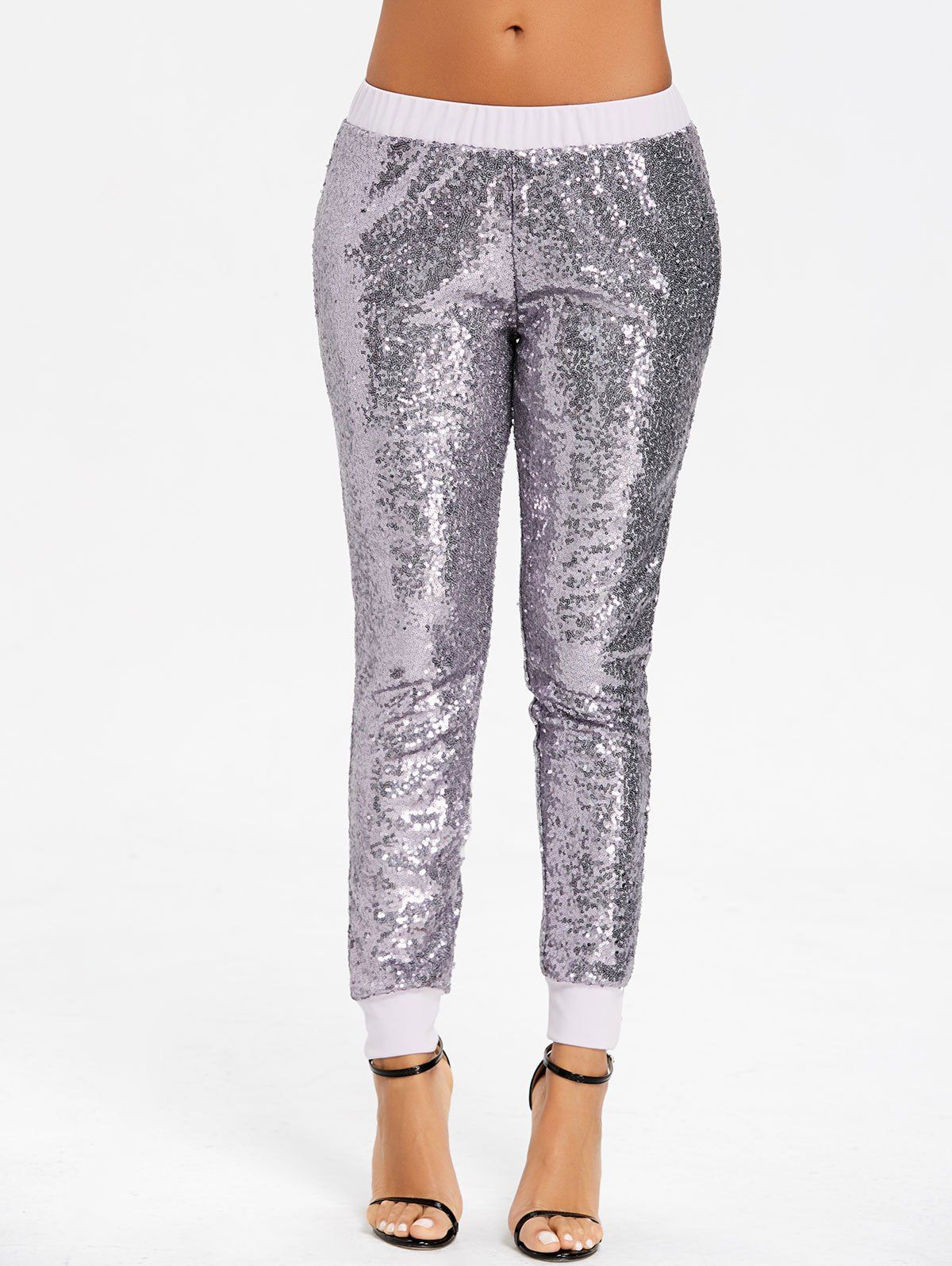 [32% OFF] Glitter Sparkle Sequins Joggers | Rosegal