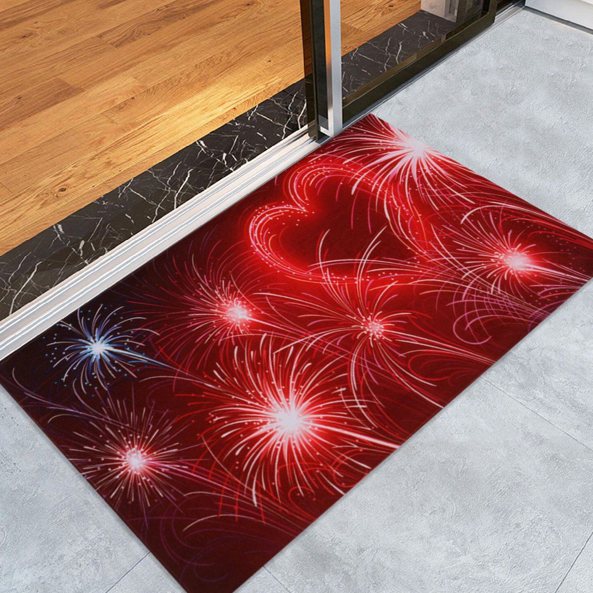 

Valentine's Day Heart Fireworks Print Indoor Outdoor Area Rug, Red