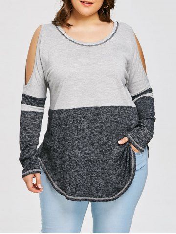 plus size marled layered flare sleeve t-shirt - black - 5x