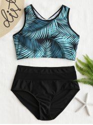 Bikini à Imprimé Feuille de Palmier à Dos Nageur -  