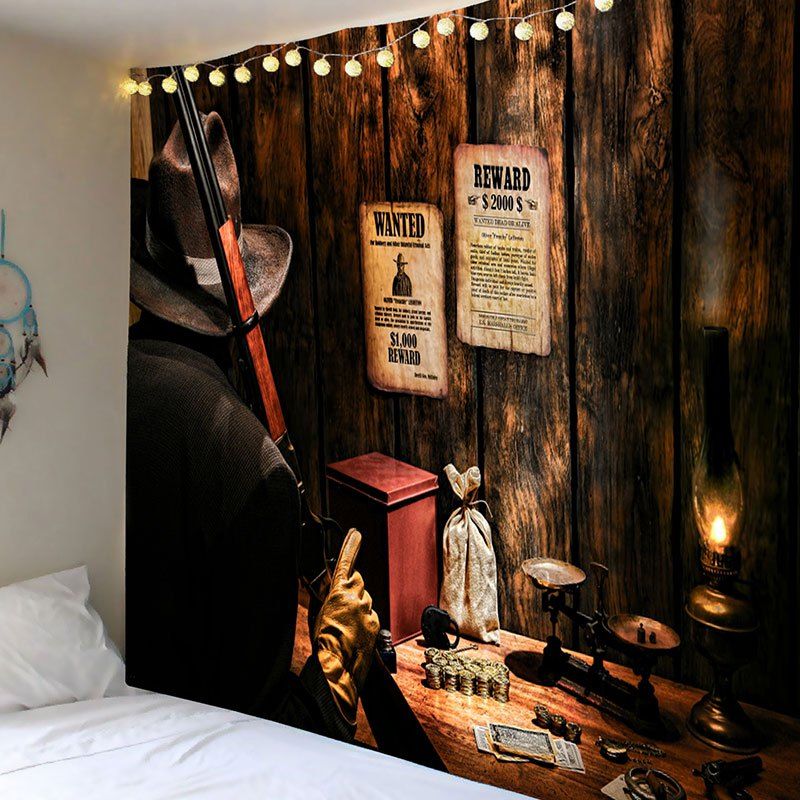 Western Cowboy Hunter Printed Wall Art Hanging Tapestry
