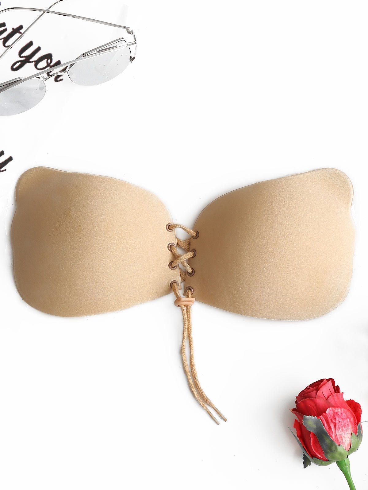 Cheap Scalloped Lace-Up Backless Adjustable Adhesive Bra  