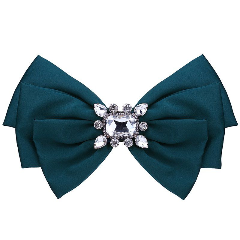 Hot Faux Crystal Embellished Bowknot Fabric Brooch  