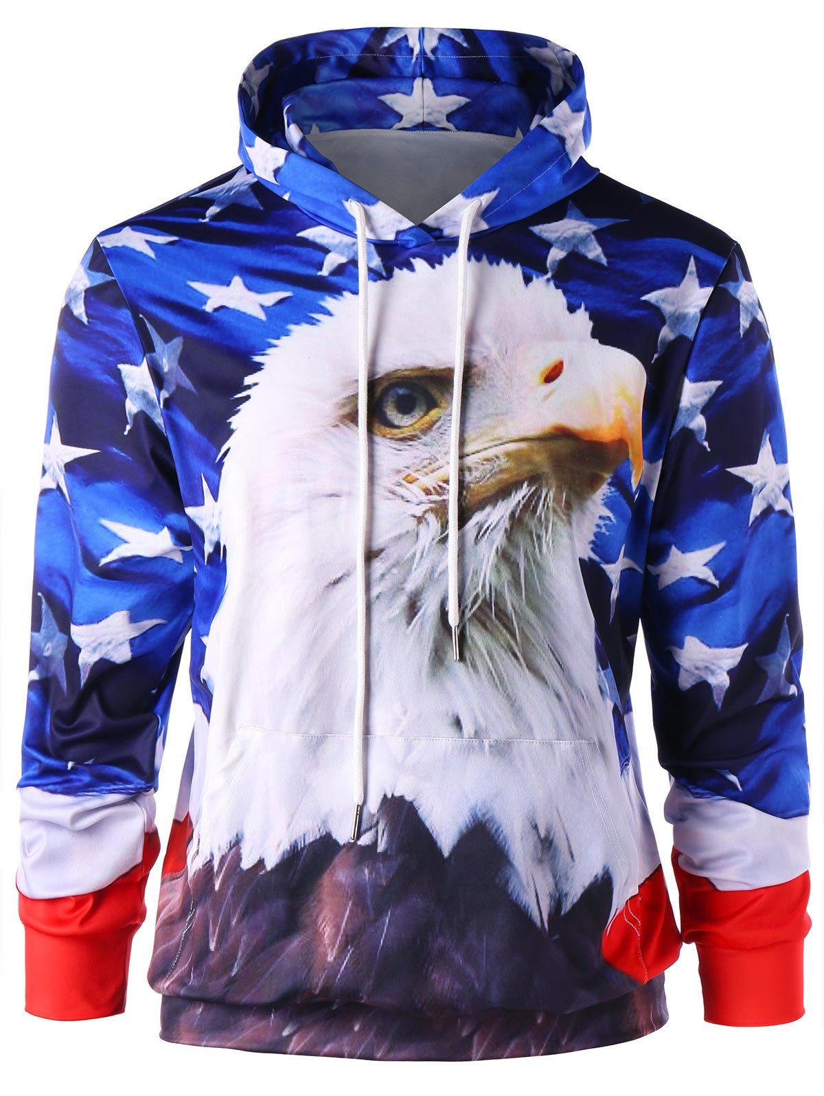 

3D Eagle Kangaroo Pocket Hoodie, Blue