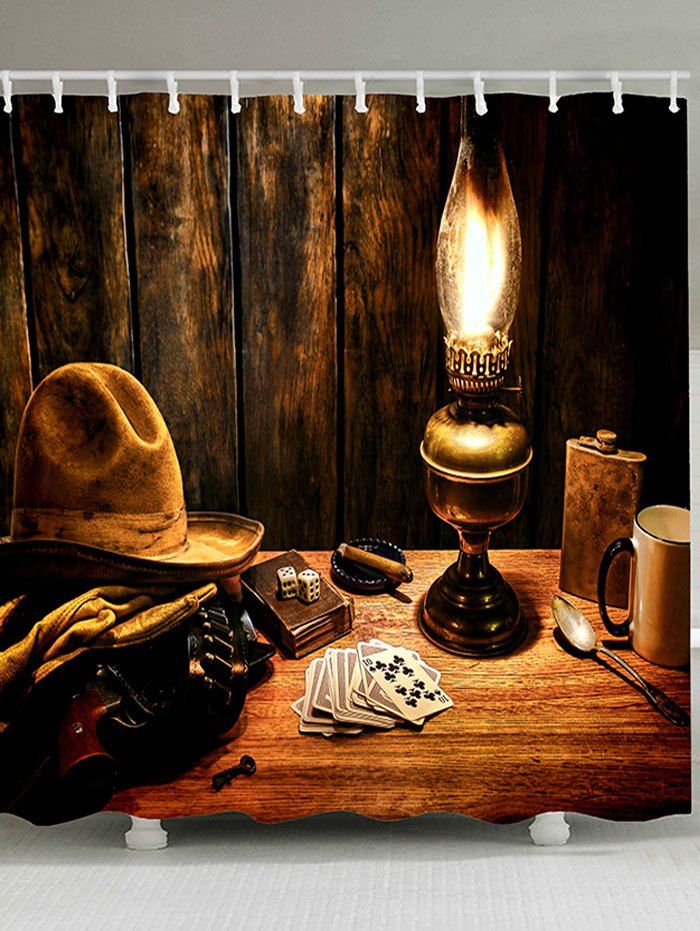 

Cowboy Hat Lamp Printed Shower Curtain, Deep brown