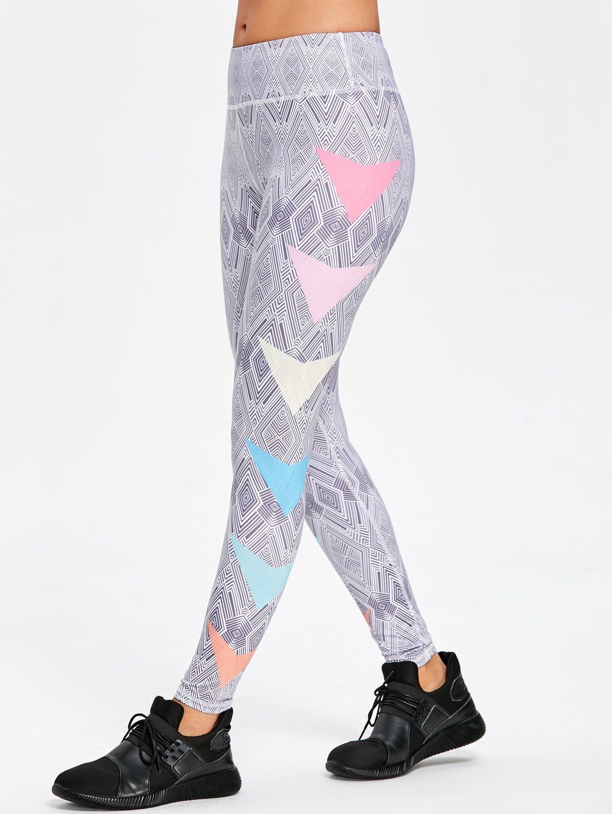 

Illusion Rhombus Print Skinny Sports Leggings, Colormix