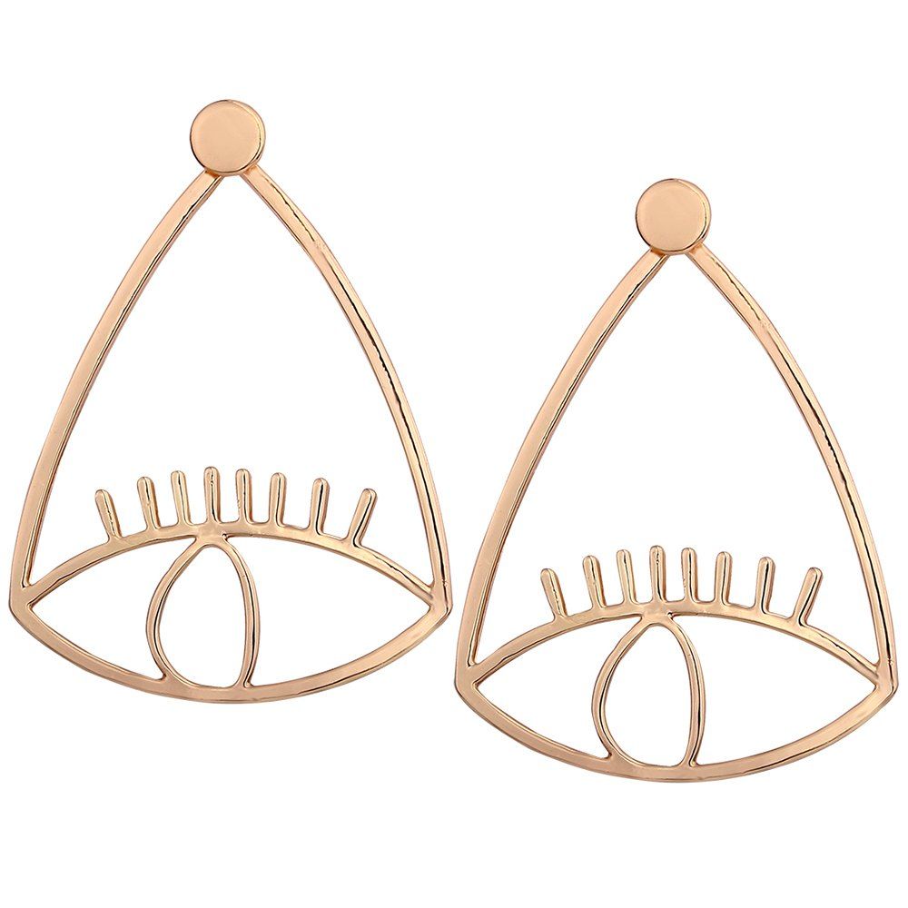 

Eye Lash Funny Front Back Earrings, Golden