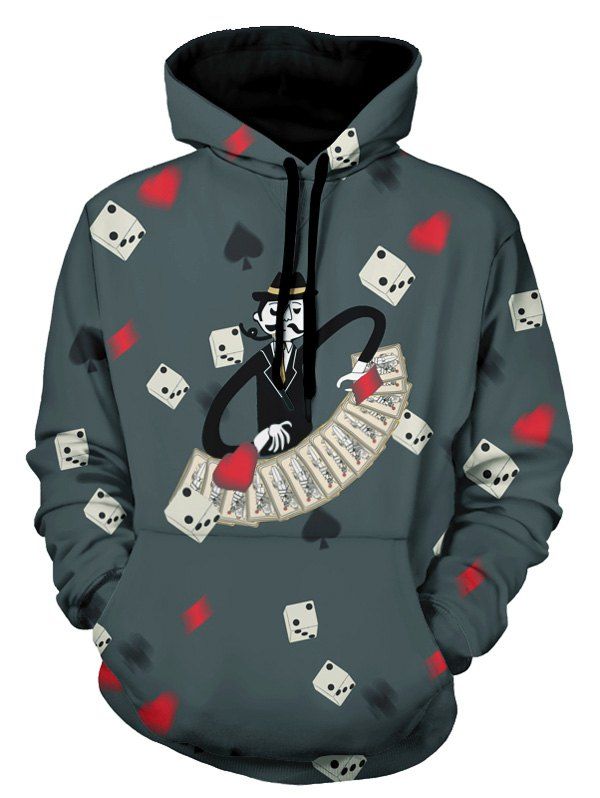 

Kangaroo Pocket Magician Pattern Pullover Hoodie, Gray
