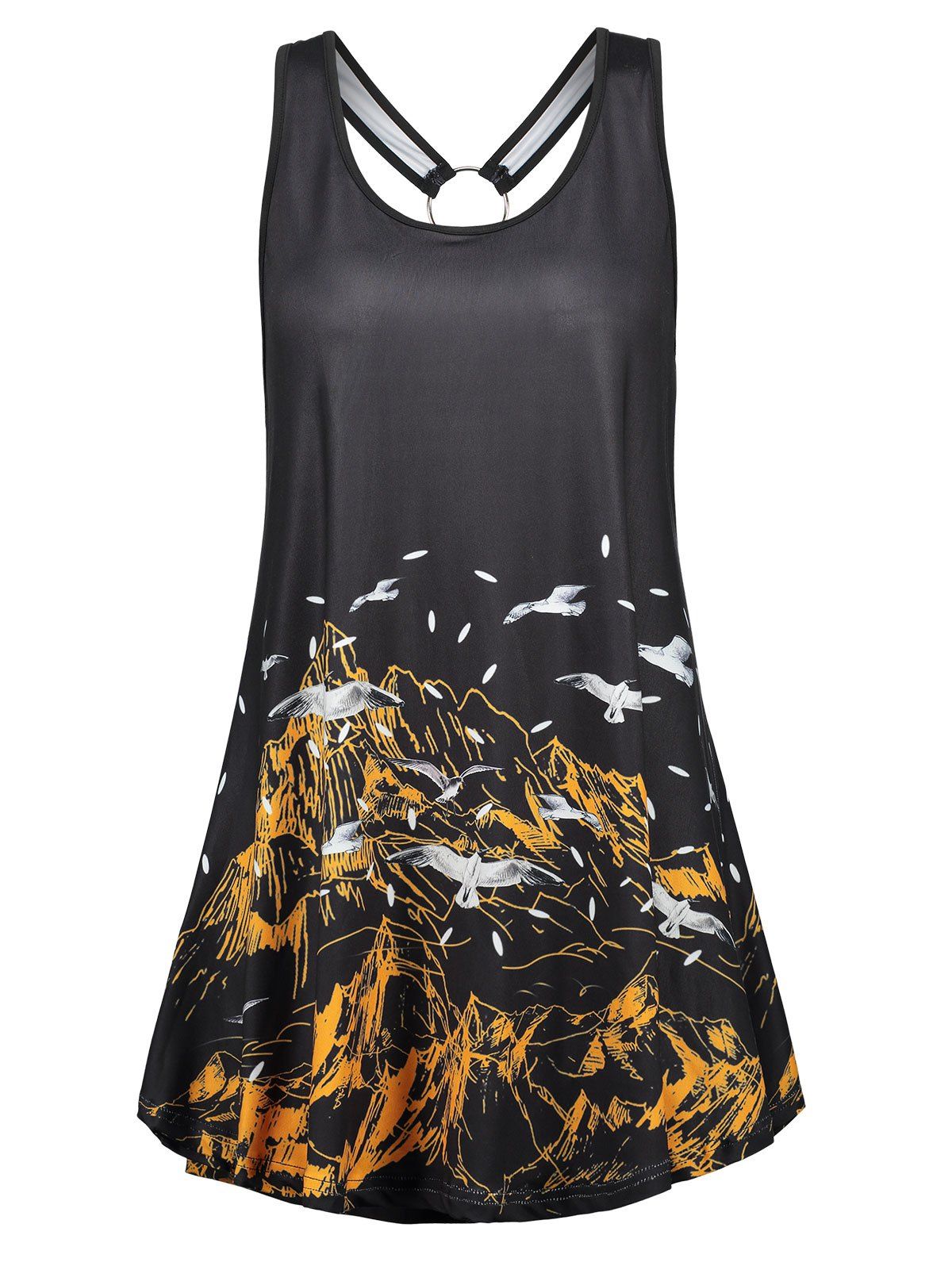 

Mountain Sailing Print Tank Top, Black