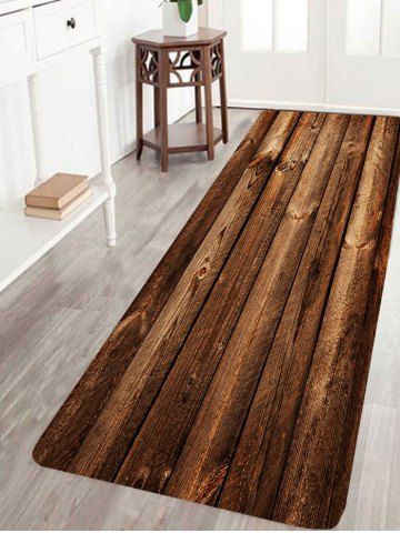 Brown W24 Inch L71 Water Absorption Vintage Wood Print Area Chic Water Absorption Vintage Wood Print Area Rug