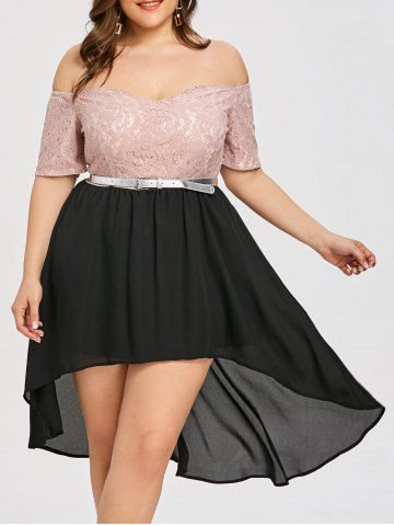 Plus Size Semi Formal Dresses Under 50 A Line Polka Dot And High Low Plus Size Evening Wear Dress