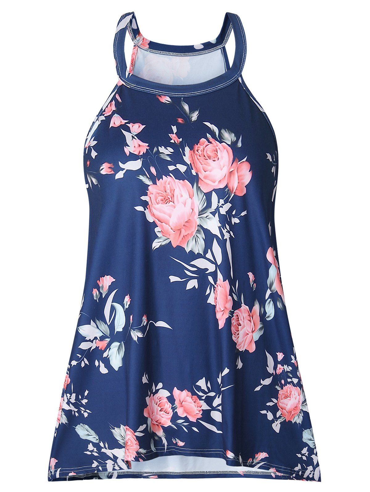 blue 2xl sleeveless floral print t shirt rosegal blue 2xl sleeveless floral print t shirt rosegal