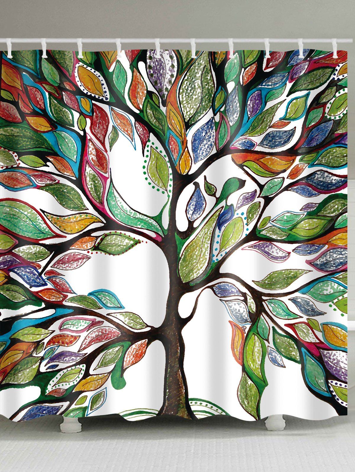 

Waterproof Colorful Tree Printed Shower Curtain