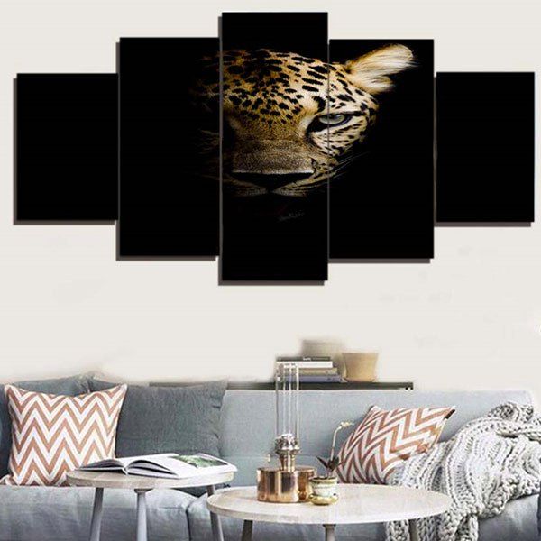 

Dark Night Leopard Print Unframed Canvas Paintings, Black leopard print