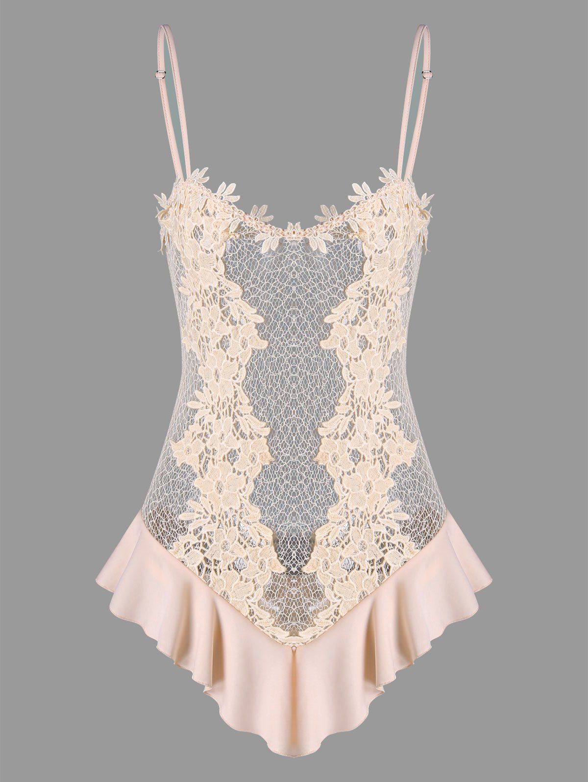 

Valentine Spaghetti Strap Crochet Lace Lingerie Teddy, Pink