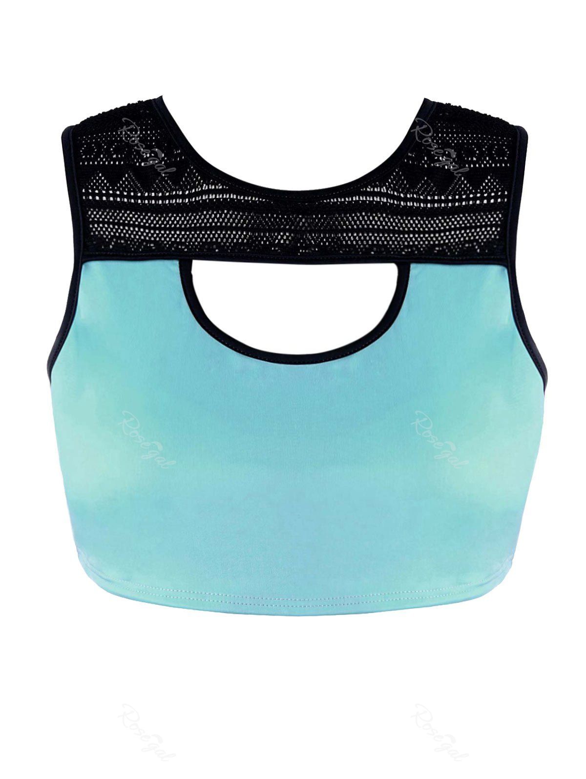 

Plus Size Color Block Racerback Workout Bra, Mint