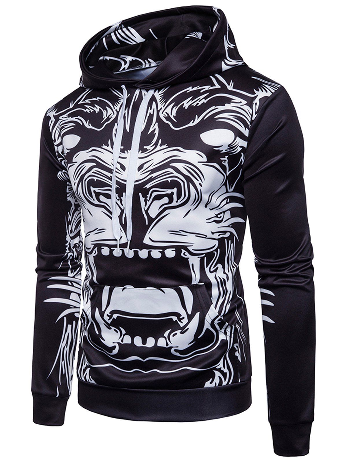 

Beast Animal Print Pullover Hoodie, Black