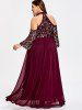 Plus Size Cold Shoulder Sequined Glittery Prom Dress -  