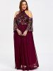 Plus Size Cold Shoulder Sequined Glittery Prom Dress -  