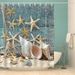 Waterproof Starfish and Shell Printed Bath Shower Curtain -  