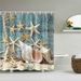 Waterproof Starfish and Shell Printed Bath Shower Curtain -  