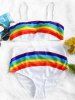 Rainbow Print High Waisted Bikini Set -  