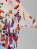 Chiffon Butterfly Print Plus Size Blouse -  